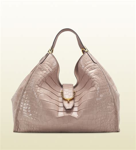 soft stirrup light pink crocodile shoulder bag gucci|gucci handbags.